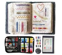 YNPQTDS Livre à broder imitation lin 35 x 25 cm - Kit complet de broderie - Livre de pour la détente - Activités communautaires et loisirs de voyage - Pour adultes, adolescents et personnes