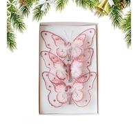 YNPQTDS Lot de 3 papillons artificiels à suspendre pour sapin de Noël, couronne de mariage