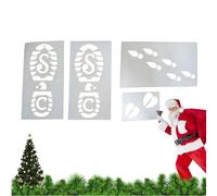YNPQTDS Lot de 4 modèles d'empreintes de pas de Noël - Pochoirs de pied pour Noël - Petits pochoirs de vacances, peinture à la neige, pâte, décoration de Noël pour le