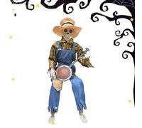 YNPQTDS Squelette Halloween Décoration,Squelettes Animés Drôles Jouant du Banjo en Duel | Statue Décorative avec Joints Articulés Musicaux Yeux pour Jardin Fête École Photo