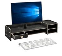 YNPQTDS Support d'écran pour ordinateur | Support d'écran pour organisation de bureau en bois - Organiseur de bureau PC imprimante