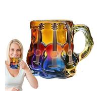 YNPQTDS Tasse à café guitare, tasse en verre d'art arc-en- pour les amateurs de guitare, collection exclusive de musiciens résistant à la chaleur pour la famille, les collègues, les amis, les