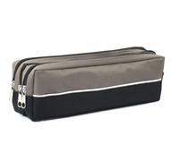 YNR Arpan Grande trousse rectangulaire en tissu avec fermeture éclair et triple poche Noir, gris, 28X12X4, Mallette