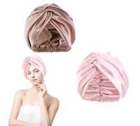 YNR Bonnet Satin Cheveux Nuit Bonnet Soie Cheveux Nuit Bonnet Satin Élastique Cheveux Bonnet de Nuit Satin Couvre-chef doux Protection des Cheveux Nuit Bonnet en Soie pour Femmes et Filles 2 Pièces