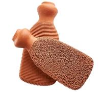 YNR Brosse à pieds en terre cuite naturelle faite à la main pour talons durs, morts, secs et craquelés - 3 en 1 multifonction - Pierre ponce pour exfoliation de la peau