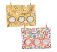 YNR Lot de 2 sacs à foin avec 3 trous, mangeoire à foin pour petits animaux de compagnie, distributeur d'herbe à 3 trous pour lapins, chinchillas et hamsters