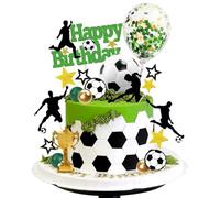 YNR Lot de 31 décorations de gâteaux sur le thème des sports de football pour garçons, vert et doré