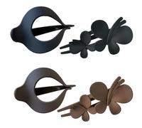 YNR - Lot de 4 pinces à cheveux incurvées mates, design moderne à griffes plates, pour femmes et filles, adaptées à tous types de cheveux, disponibles en noir/marron, taille 6 x 12 x 4 cm