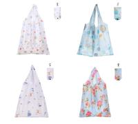 YNR Lot de 4 sacs fourre-tout pliables avec crochet, réutilisables et lavables, sacs d'épicerie écologiques, sacs de courses en polyester imperméable avec pochette attachée pour le quotidien, les