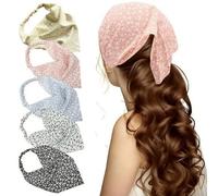 YNR Lot de 5 bandanas floraux en mousseline de soie pour femmes et filles, multicolore