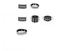 YNR Lot de 6 bracelets en cuir noir punk rock, bracelets gothiques des années 80 à pointes cloutées, style punk rock vintage pour homme et femme, accessoires steampunk des années 80