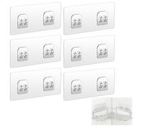 YNR Lot de 6 crochets de douche autocollants transparents, crochets adhésifs de rechange pour étagère de douche, autocollants muraux imperméables pour salle de bain, étagère de cuisine, accessoires