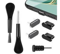 YNR Lot de 7 bouchons anti-poussière pour port USB C avec kit de nettoyage, bouchon de prise USB C avec nettoyeur de port, coque de port de charge de type C en aluminium et silicone, bouchons