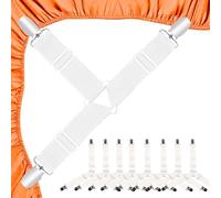 YNR Lot de 8 clips réglables pour drap de lit, sangles triangulaires pour matelas, housses de matelas, draps de lit, coussin de canapé, blanc
