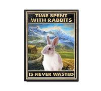 YNRBGDFR Plaque en étain avec cadre en métal « Time Spent with Rabbits is Never Wasted » - 20,3 x 30,5 cm