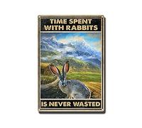 YNRBGDFR Plaque en étain avec inscription « Time Spent with Rabbits is Never Wasted » - 20,3 x 30,5 cm