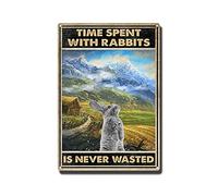 YNRBGDFR Plaque en étain « Time Spent with Rabbits is Never Wasted » - Décoration murale - 20,3 x 30,5 cm