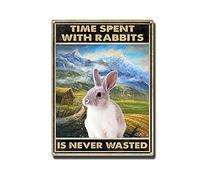 YNRBGDFR Plaque en étain « Time Spent with Rabbits is Never Wasted » - Décoration murale - 30,5 x 40,6 cm