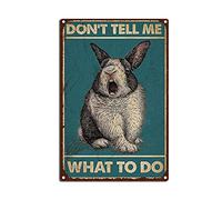 YNRBGDFR Plaque en étain vintage avec lapin mignon « Dont Tell Me What to Do » - Décoration murale intéressante pour salle de bain - Convient pour le bureau, la maison, la salle de classe, la salle de