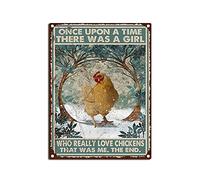 YNRBGDFR Plaque en étain vintage Chicken Farm Once Upon A Time There was A Girl Who Really Loved Chicken That was Me Restoring Ancient Ways Wine Cellar The Hotel The Wall Painting 30,5 x 40,6 cm