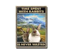 YNRBGDFR Plaque en métal avec inscription « Time Spent with Rabbits is Never Wasted » - 30,5 x 40,6 cm