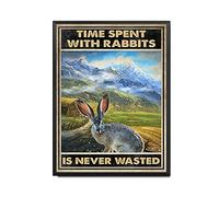 YNRBGDFR Plaque en métal « Time Spent with Rabbits is Never Wasted » - Décoration murale pour bureau et maison - Cadeau - 20,3 x 30,5 cm - Cadre en métal