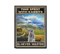 YNRBGDFR Plaque en métal « Time Spent with Rabbits is Never Wasted » - Décoration murale pour maison, bar, café - 20,3 x 30,5 cm - Cadre en métal