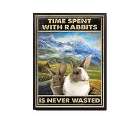 YNRBGDFR Plaque en métal « Time Spent with Rabbits is Never Wasted » - Plaque en métal rétro pour bar, pub - 20,3 x 30,5 cm - Cadre en métal