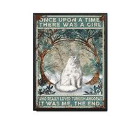 YNRBGDFR Plaque en métal vintage Angora turc Once Upon A Time There was A Girl Who Really Loved Angoras turc The Garage - Décoration murale d'intérieur vintage en métal - 30,5 x 40,6 cm - Cadre en