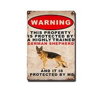 YNRBGDFR Plaque en métal vintage avec inscription « Warning German Shepherd and It is Protected by Me » - Décoration murale rétro - 20,3 x 30,5 cm