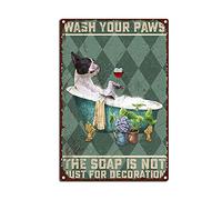 YNRBGDFR Plaque en métal vintage Boston Terrier « Wash Your Paws The Soap is Not Just for Decoration The Coffee Shop » - 20,3 x 30,5 cm