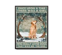 YNRBGDFR Plaque vintage en étain « Once Upon A Time There was A Girl Who Really Loved Dogs The Garden and Cafe » - Décoration murale à suspendre - 30,5 x 40,6 cm - Cadre en métal