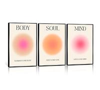 YNTIME Lot de 3 affiches esthétiques en aluminium noir - Motif aura positive - Gradient - Décoration murale pour le yoga - 30 x 40 cm
