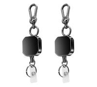 Ynusgeyx 2X Porte-Clés Rétractable, Porte-Badge D'Identification en Métal Robuste, Porte-Clés Mousqueton avec Clip de Ceinture, Cordon en Acier de 27,5 Pouces