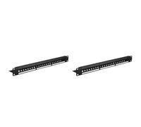 Ynusgeyx 2X Rack D'Armoire 1U de 19 Pouces Via Un Panneau de Brassage CAT6 à 24 Ports Adaptateur de Câble Réseau RJ45 Panneau de Brassage Modulaire Jack