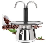 Ynusgeyx Cafetière Moka en Acier Inoxydable à Double Tuyau 2 Tasses, Machine à Espresso de Cuisinière, Percolateur Italien.
