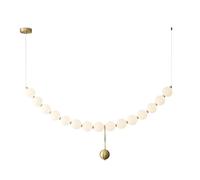 YNVIOZM Lustre suspendu linéaire doré de style moderne du milieu du siècle, orné d'un pendentif en forme de boule et de perles, avec abat-jour en acrylique blanc dépoli. Idéal pour la salle à manger,