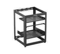 ynVISION.DESIGN Rack de séparation à cadre ouvert AV 15U avec étagère 1U et 2U | Pieds de nivellement, sangles, barre de lacet, vis de montage et vis de rack incluses | Montage mural