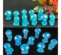 Ynxee Lot de 10 statues extraterrestres miniatures lumineuses qui brillent dans le noir pour micro paysage, extérieur, patio, terrasse, balcon, cour, jardin féérique, accessoires de décoration de