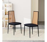YNYHTER Lot de 2 chaises de salle à manger en rotin avec dossier haut Cadeiras avec dossier en rotin et pieds en métal pour cuisine, café, maison et appartement (2 pièces, noir A)