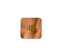 YNZGYBY Bague de manchette ouverte en or avec trois boules pour femme, grosses perles rondes réglables, style hip-hop, vintage, punk, hippie, Zinc, Aucune pierre précieuse