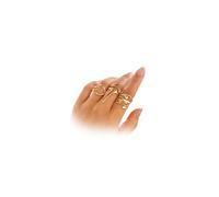 YNZGYBY Y2k - Ensemble de bagues en or liquide pour femme - Bagues ouvertes empilables délicates avec lave fondue - Bijoux de pouce vintage Hip Hop, Zinc, Aucune pierre précieuse