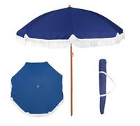 YNZUNMY Parasol Plage, Parasol à Frange Parasol de terrasse à Franges de 6 pi - Parasol d'extérieur Blanc for Patio, Piscine, Table, Jardin, terrasse et Plage - Mât inclinable à Bouton-Poussoir(Blue)
