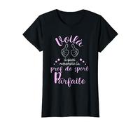 YO Cadeau pour Meilleure Prof de Sport T-Shirt Femme Noir X-Small Imprimée lettre Manche courte Col rond Coupe classique Manche double Imported