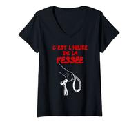 YO Cadeau Pour Un Couple Amoureux Femme C’est l’Heure de la Fessée Message Drôle Sexy Coquin T-Shirt Noir Size S V-Neck Classic Playful