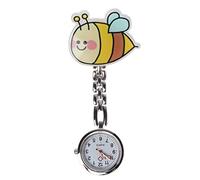 YO-HAPPY 3D Montre De Poche De Bande Dessinée Mignon Bee Doctor Infirmière Montres Portable Acrylique Vintage Argent Rond Cadran Numérique Montre-Bracelet avec Mini Clip Hang