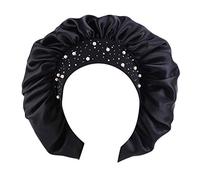 YO-HAPPY Bonnet de nuit extra large en satin avec strass brillants pour femme
