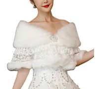 YO-HAPPY Châle de Mariage, Femmes Rétro en Peluche Châle Wrap Robe De Mariée Écharpe Étoles À Niveaux Floral Dentelle Patchwork De Mariée Bolero Hiver Chaud Couverture De Fête De Bal
