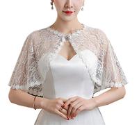 YO-HAPPY Châle de Mariage, Mariage mariée Floral Dentelle Wrap châle Bal fête Strass Boucle boléro Haussement d'épaules