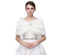 YO-HAPPY Châle en Peluche, Pur Blanc élégant Chaud en Fausse Fourrure châle Mariage Wrap mariée en Peluche Manteau Court fée Mariage Accessoires